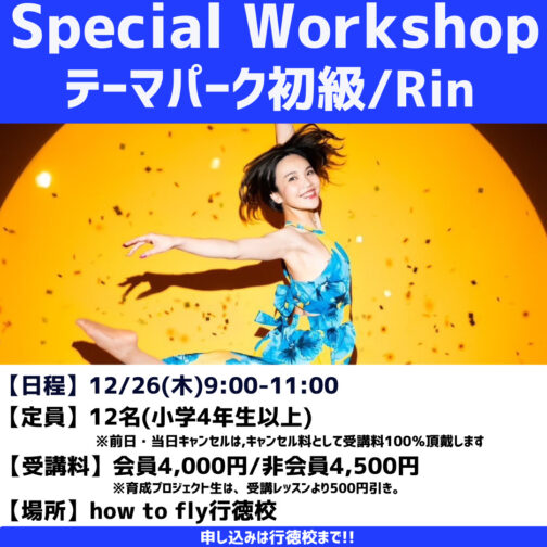 【Special workshop】12/26(木)開催！Rin先生の「テーマパーク初級」